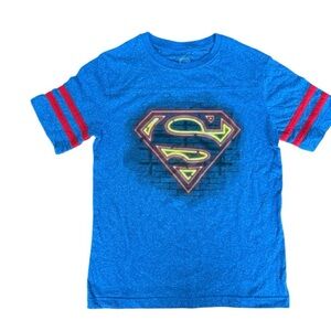 NWT! Boys Superman T-Shirt (blue with Red Stripes) Size Large